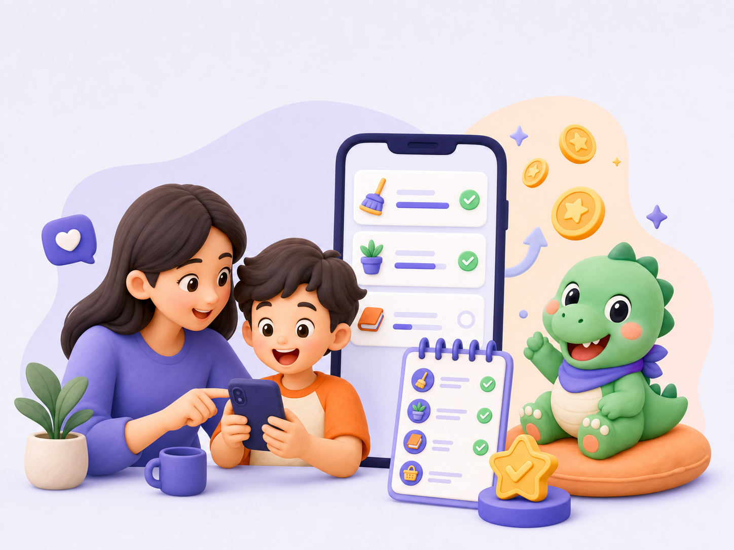 Gia đình sử dụng ParentPal cùng DinoPet